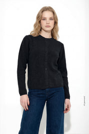 Cardigan girocollo in cachemire blend