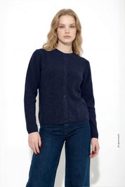 Cardigan girocollo in cachemire blend