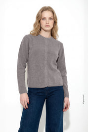 Cardigan girocollo in cachemire blend