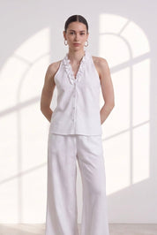 Top con scollo volants