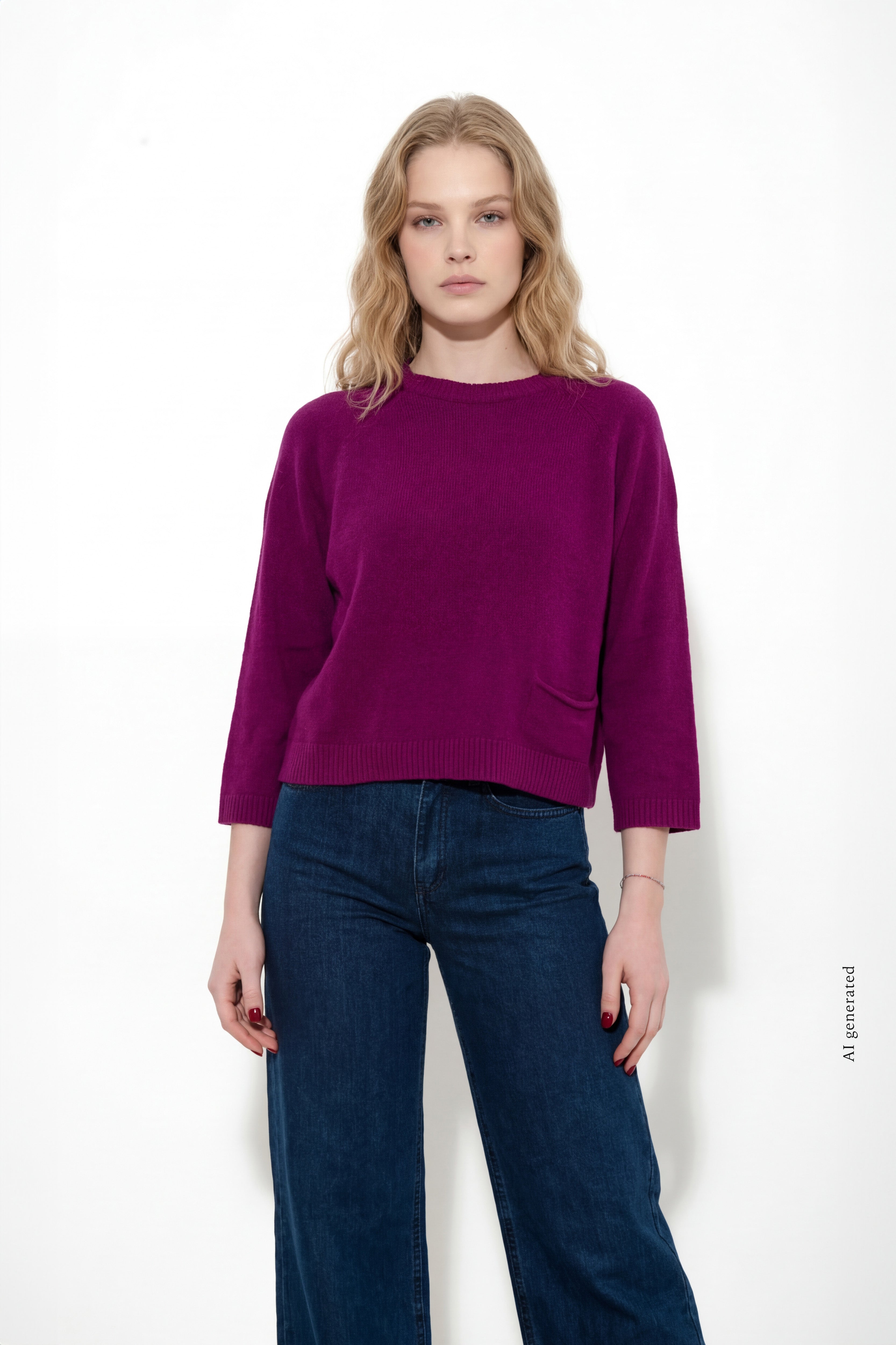 Maglia girocollo in cachemire blend