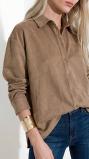 Bonded faux suede shirt jacket