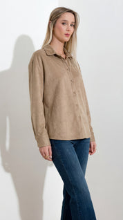 Bonded faux suede shirt jacket