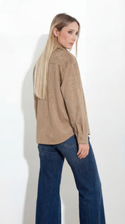Bonded faux suede shirt jacket