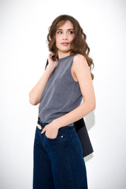 Maglia canotta in lana e cachemire