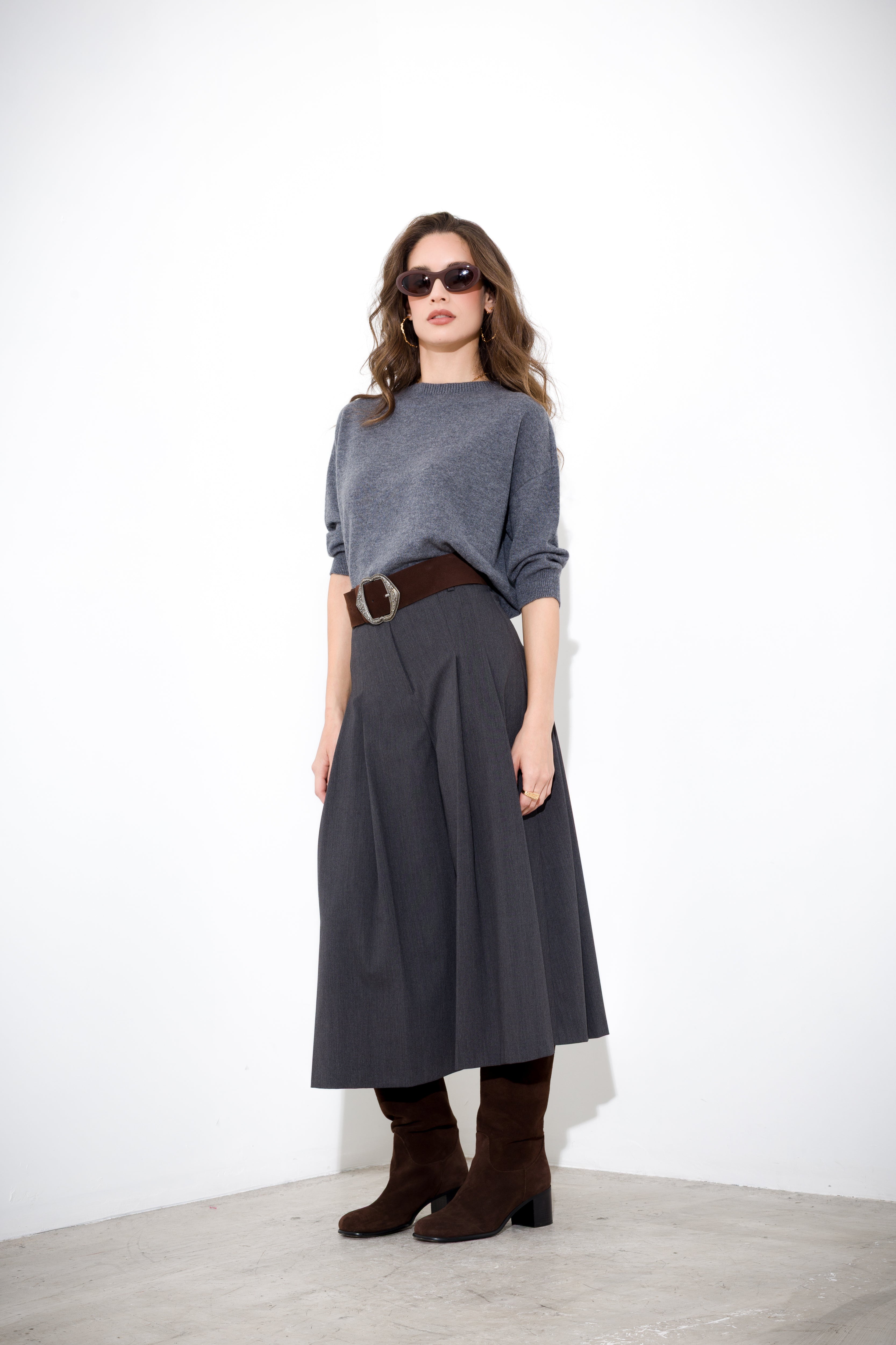 Gonna pantalone in tela lana