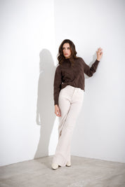 Straight velvet trousers
