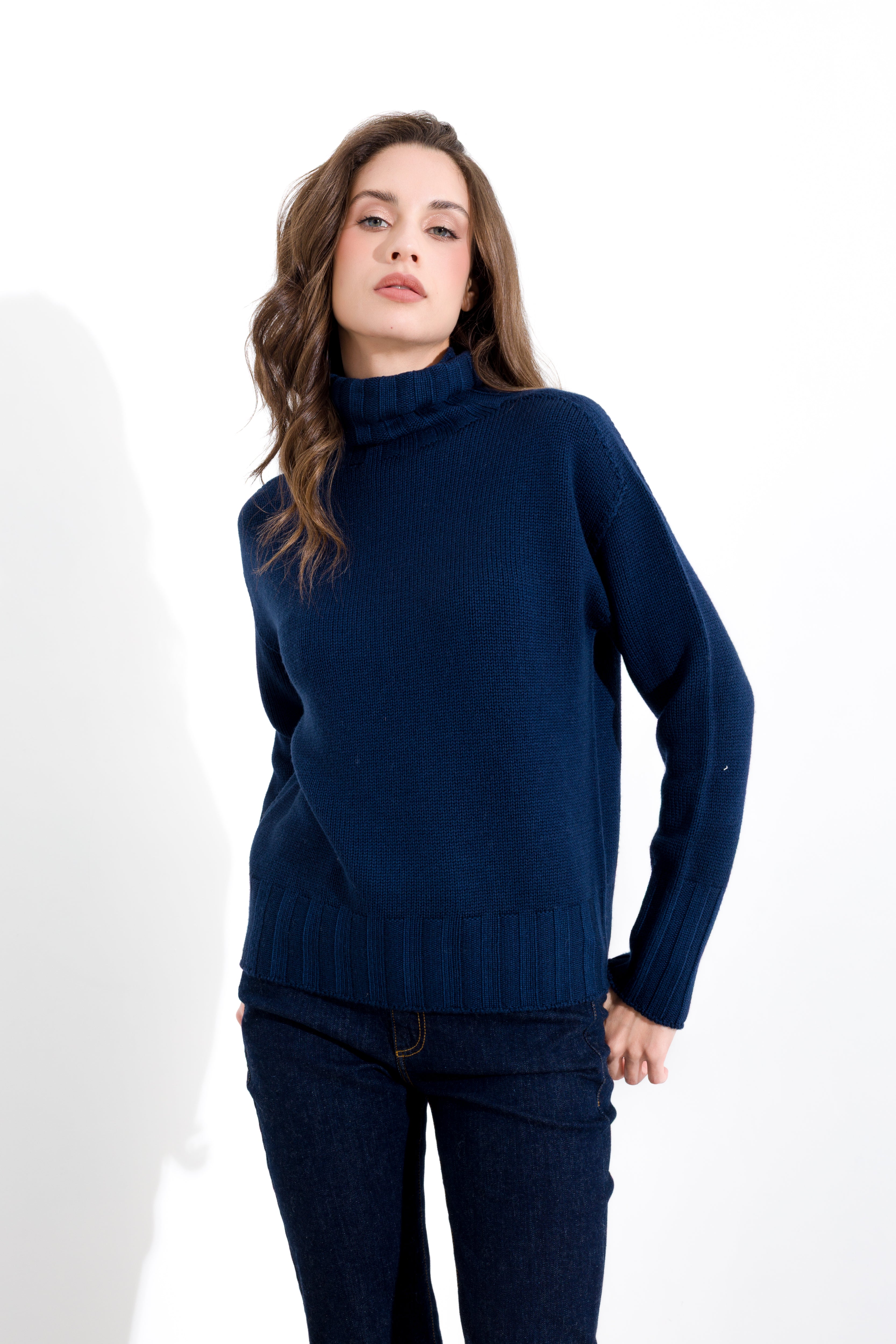 Maglia dolcevita in pura lana costa