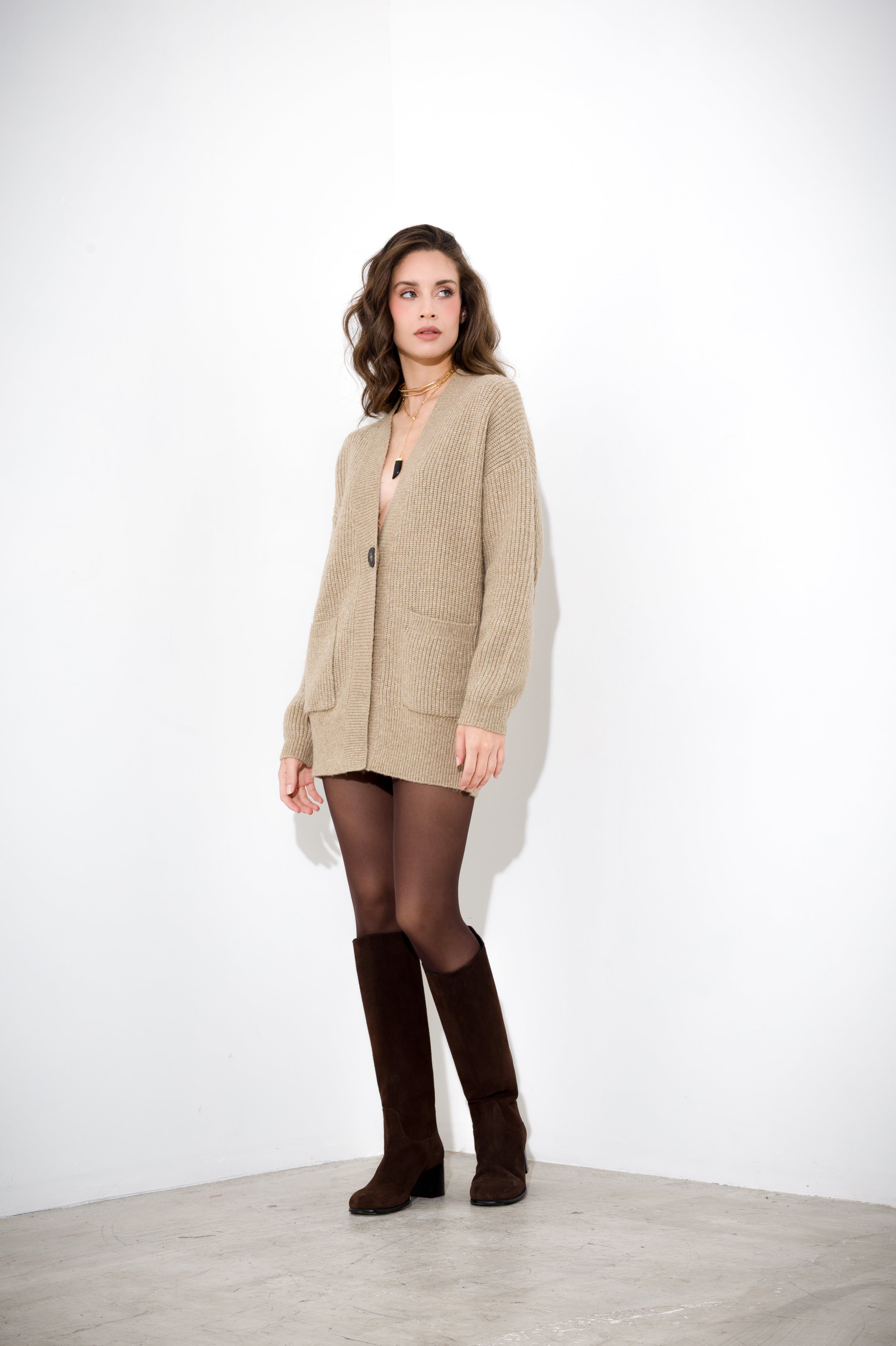 Cardigan over con filo lurex