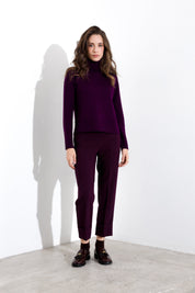 Pantalone con risvolto in tela lana