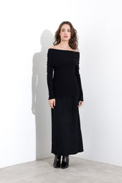 Pleated viscose skirt