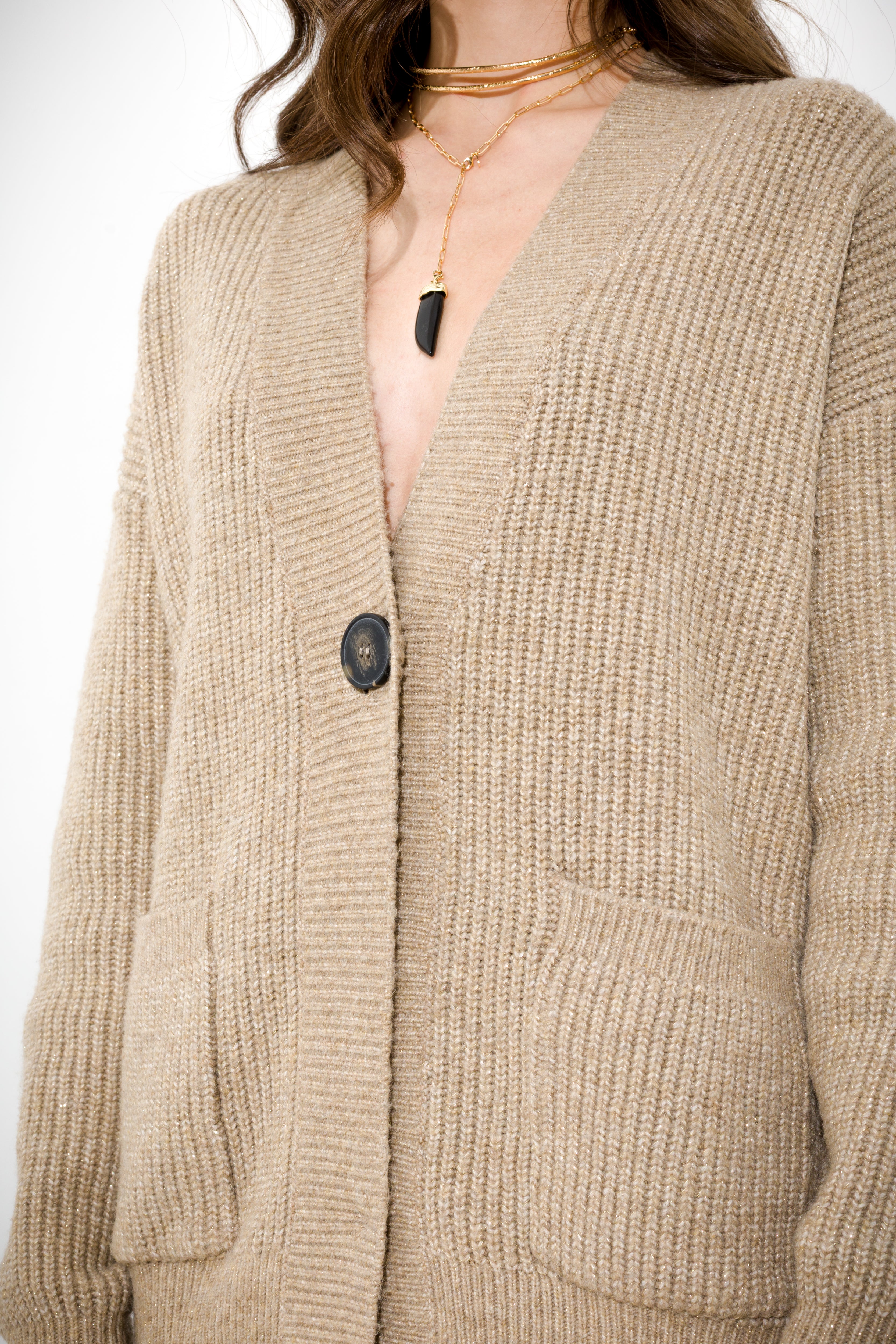 Cardigan over con filo lurex