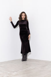 Abito midi in velluto ciniglia