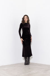 Abito midi in velluto ciniglia