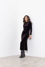 Abito midi in velluto ciniglia