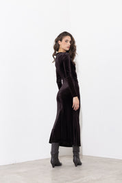 Abito midi in velluto ciniglia