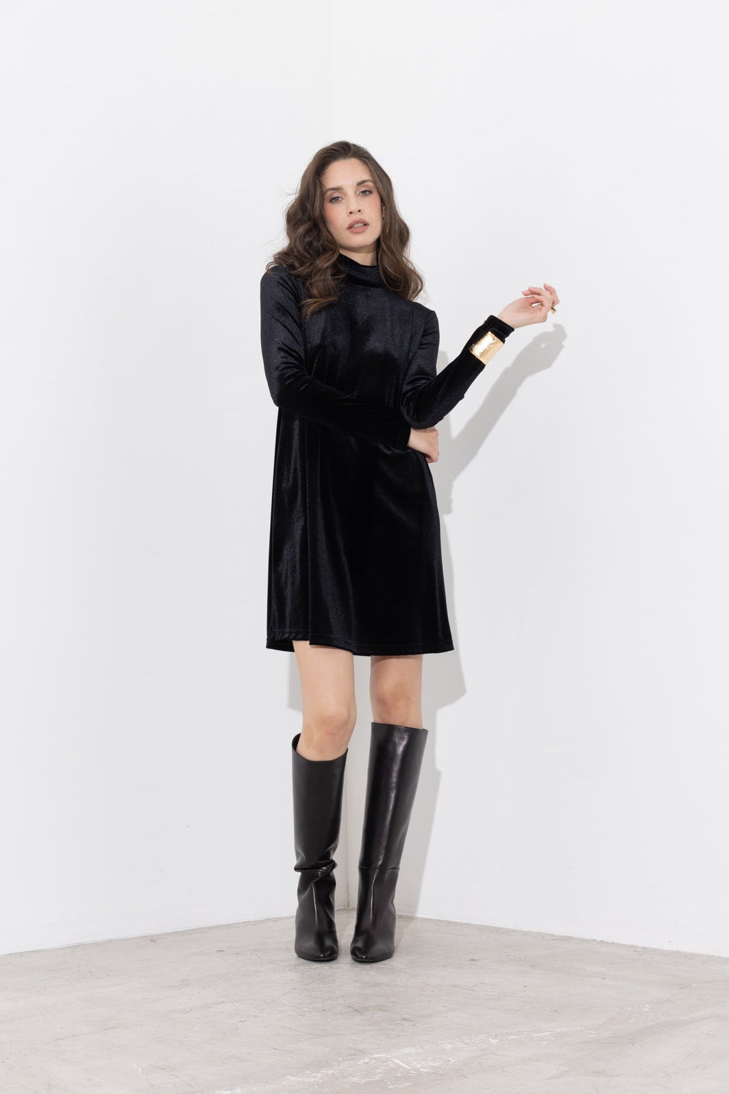 Abito corto in velluto ciniglia