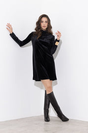 Abito corto in velluto ciniglia