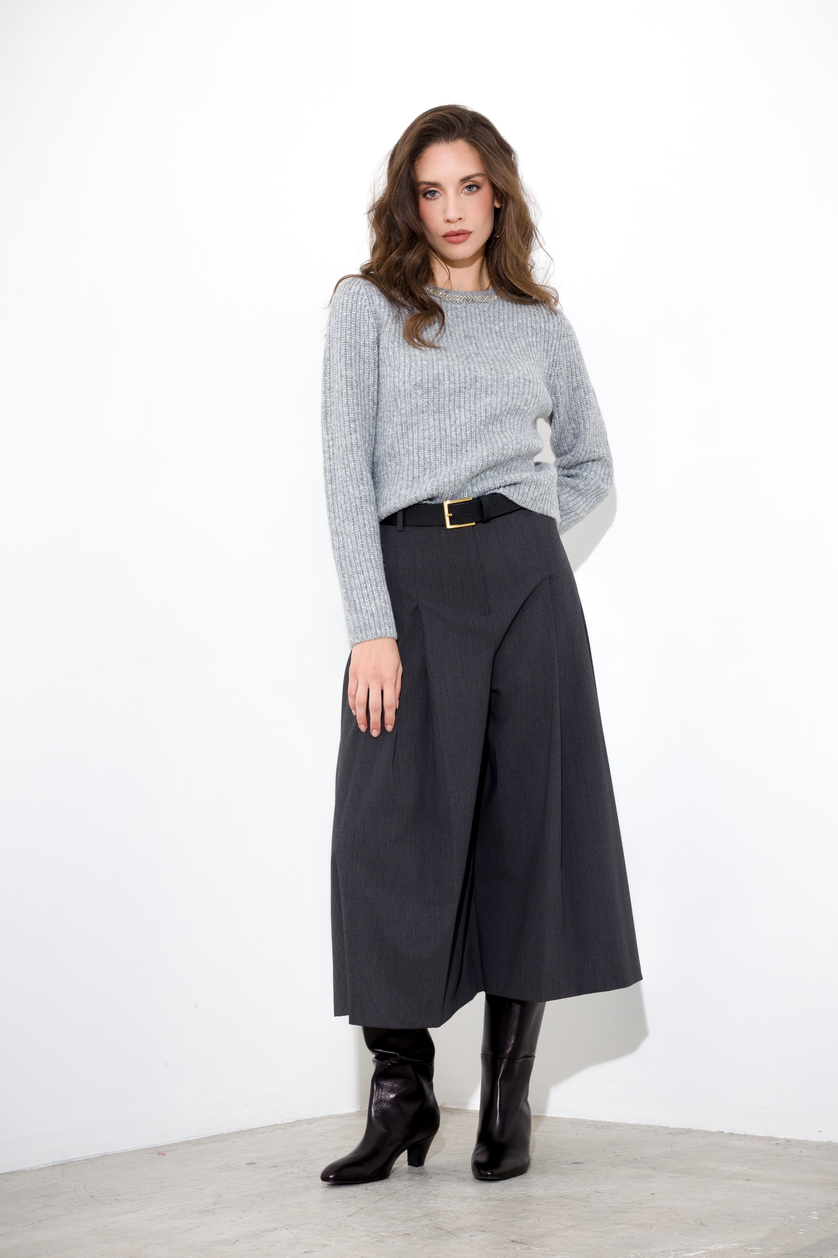 Gonna pantalone in tela lana