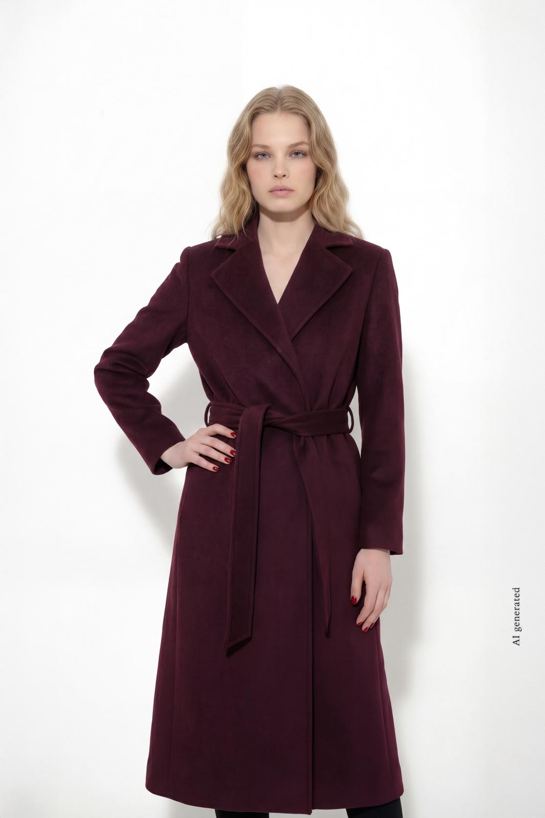 Cappotto in panno con cintura