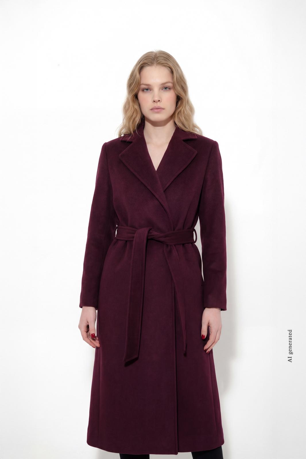 Cappotto in panno con cintura