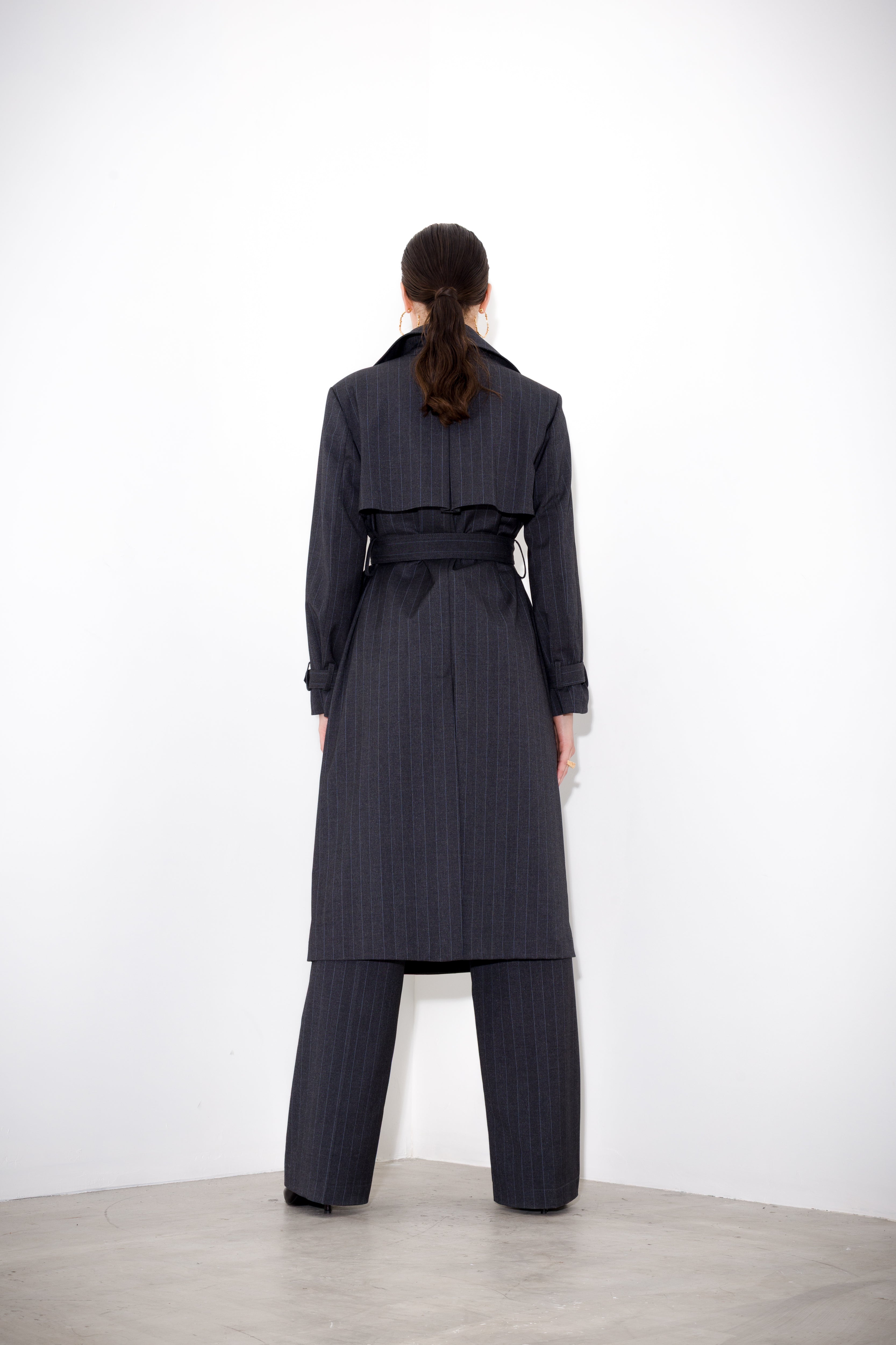 Trench lungo gessato