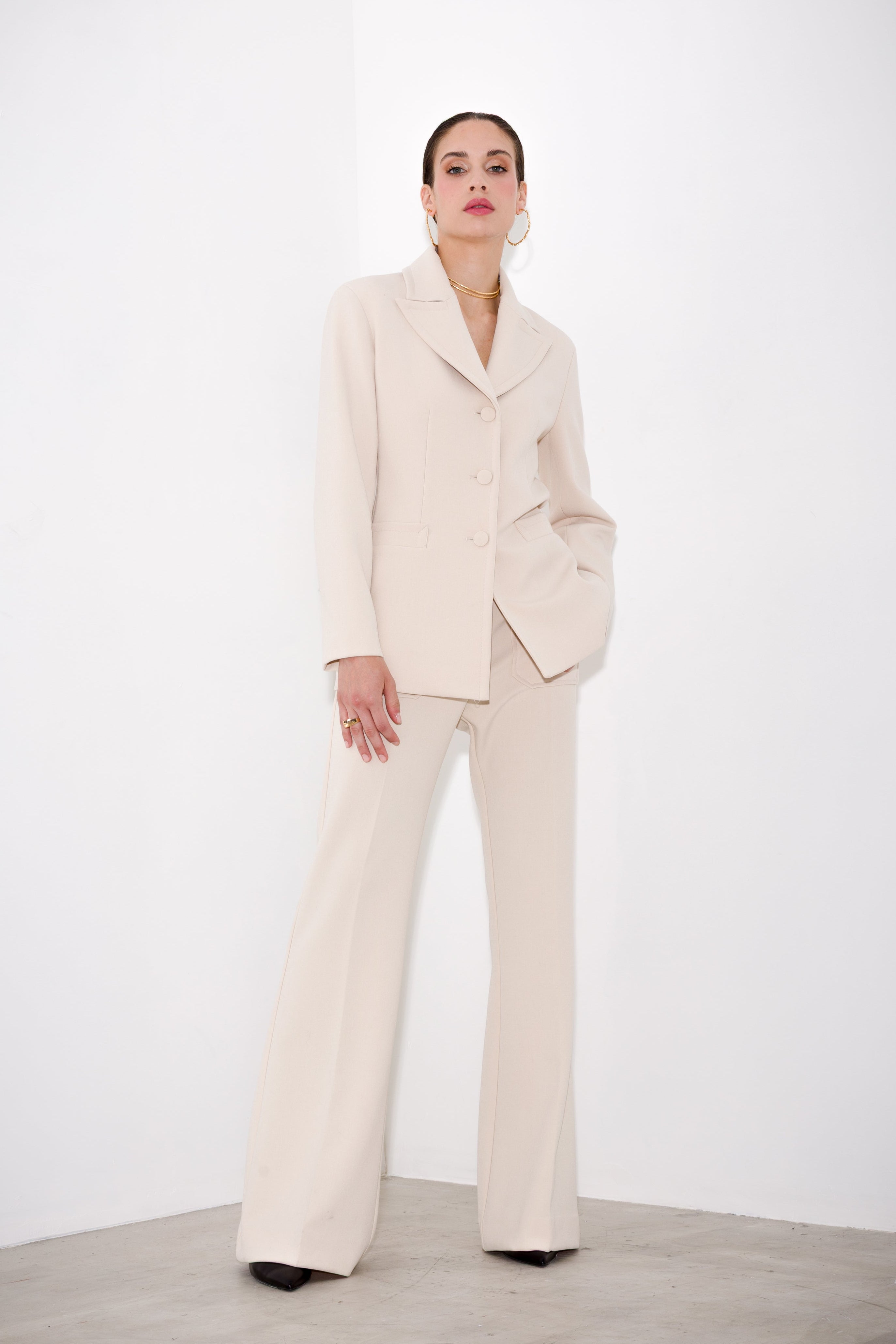 Double crepe flared trousers