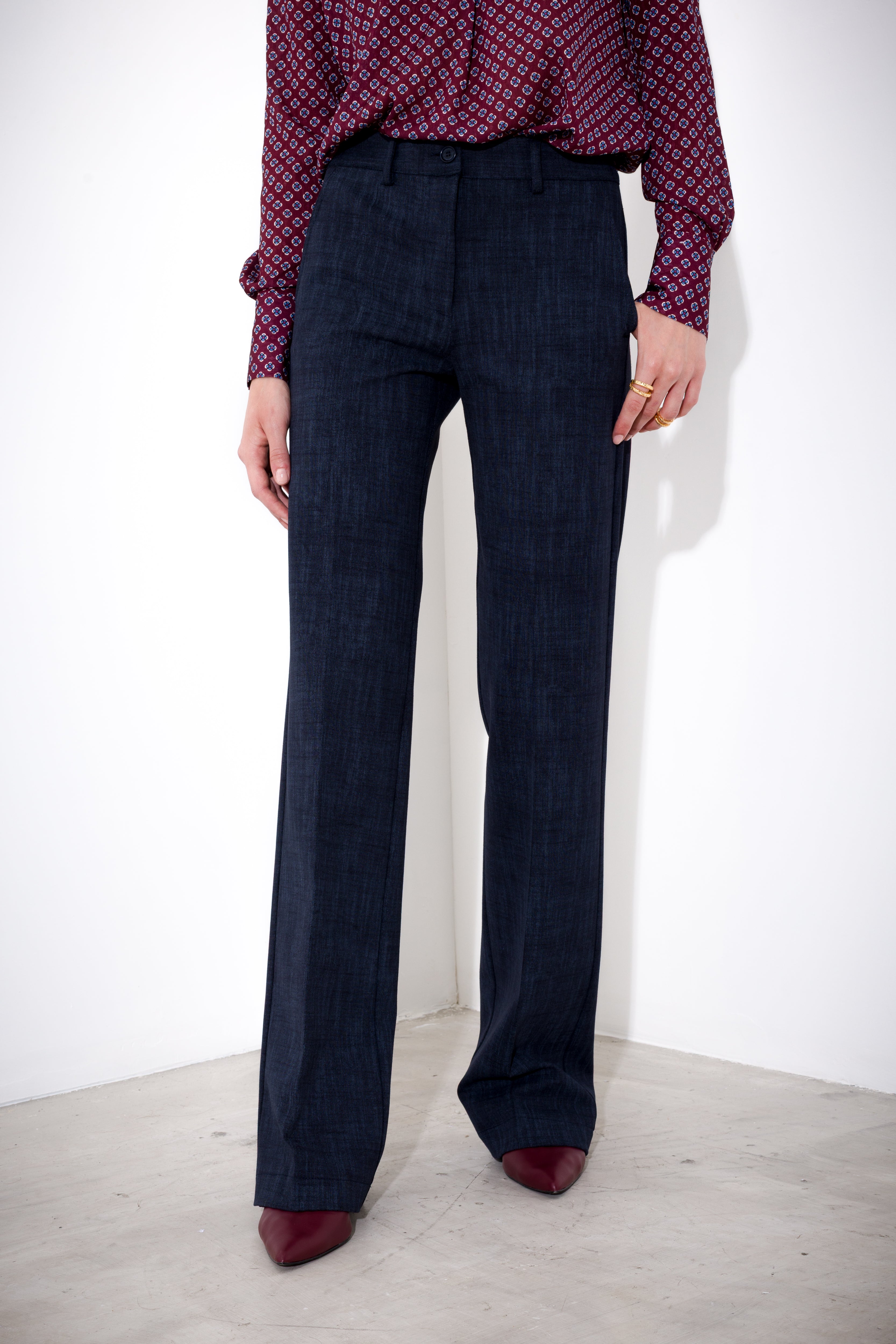 Pantaloni dritti in punto milano melange
