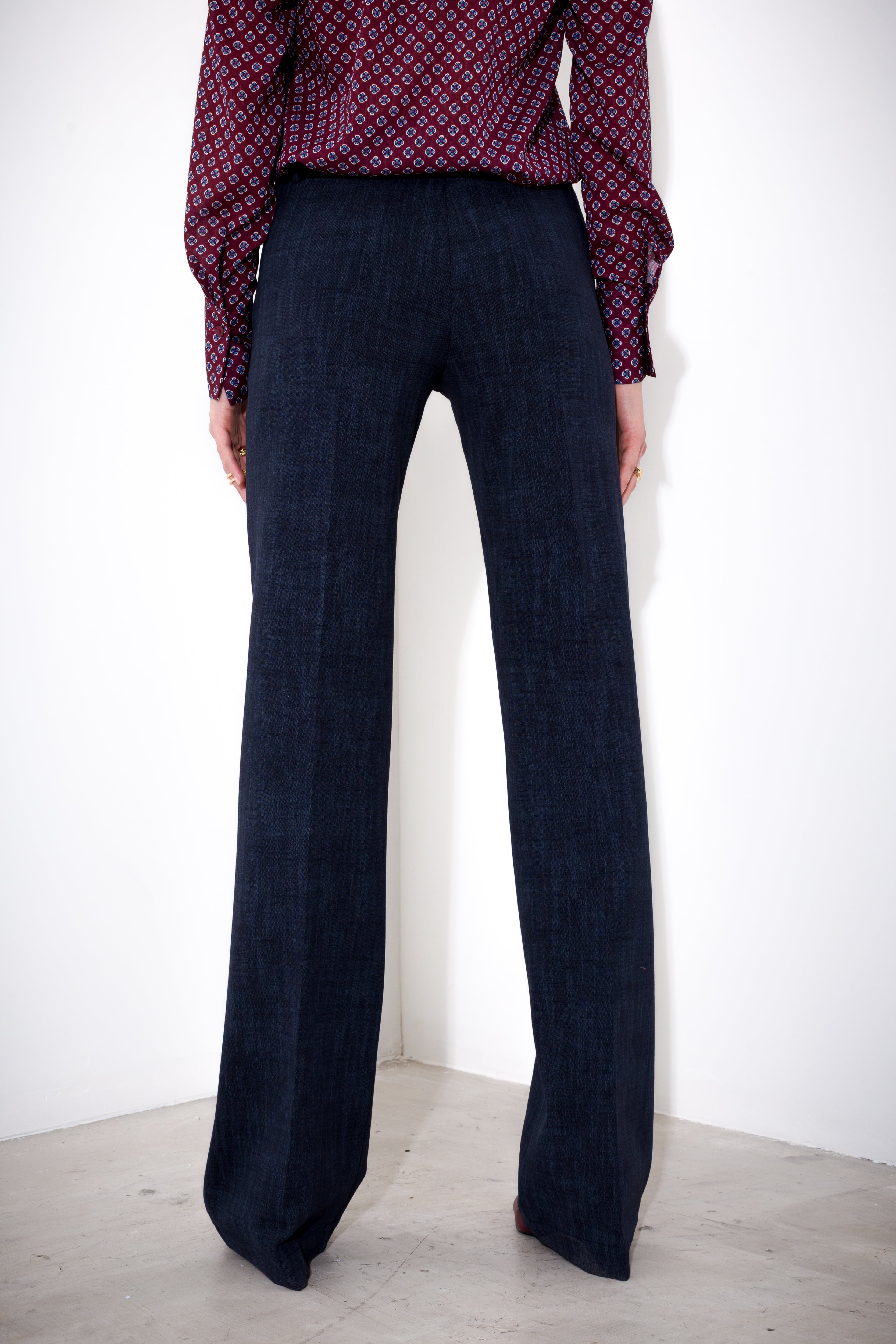 Pantaloni dritti in punto milano melange