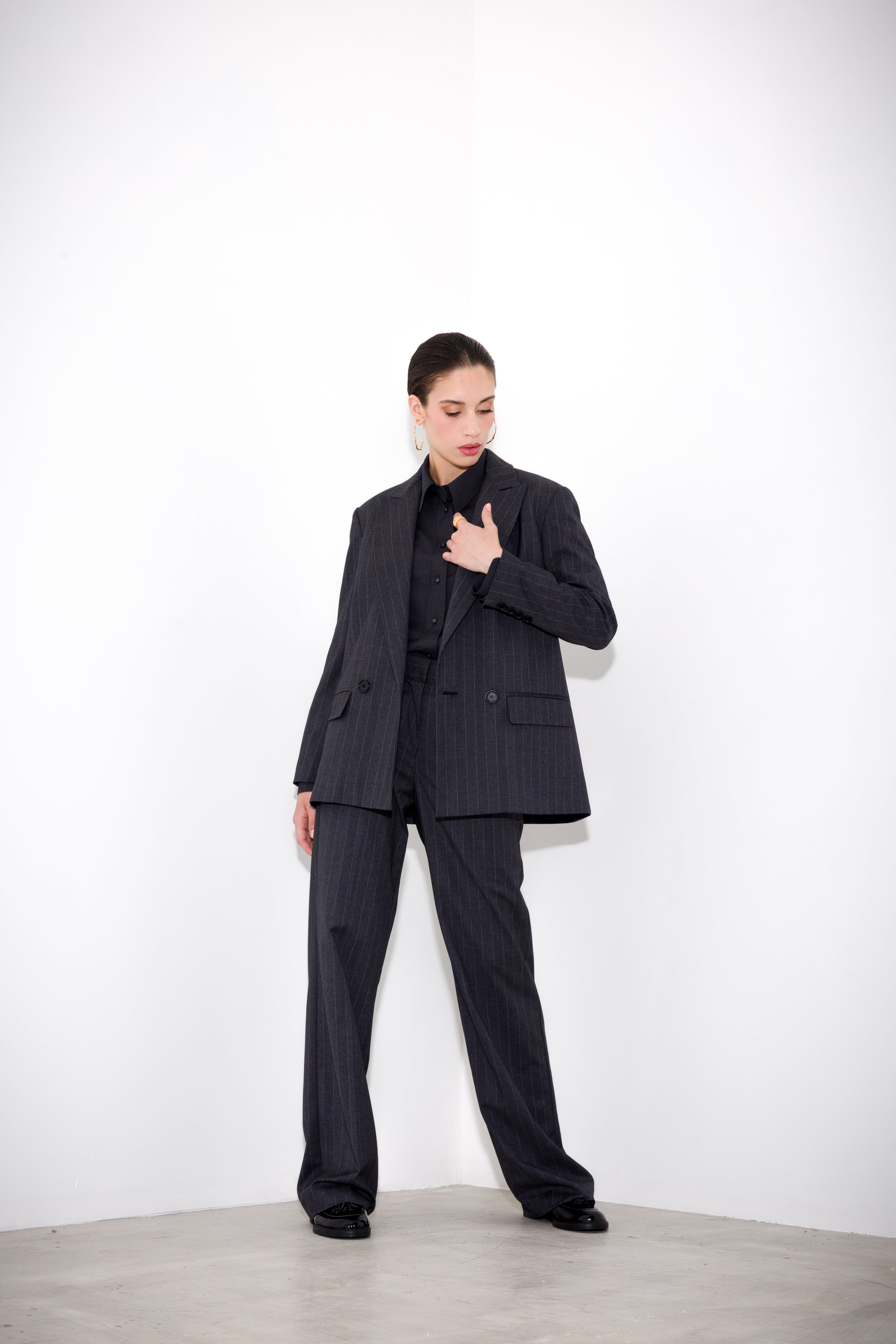 Pantalone dritto gessato