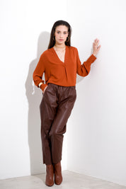 Faux leather trousers