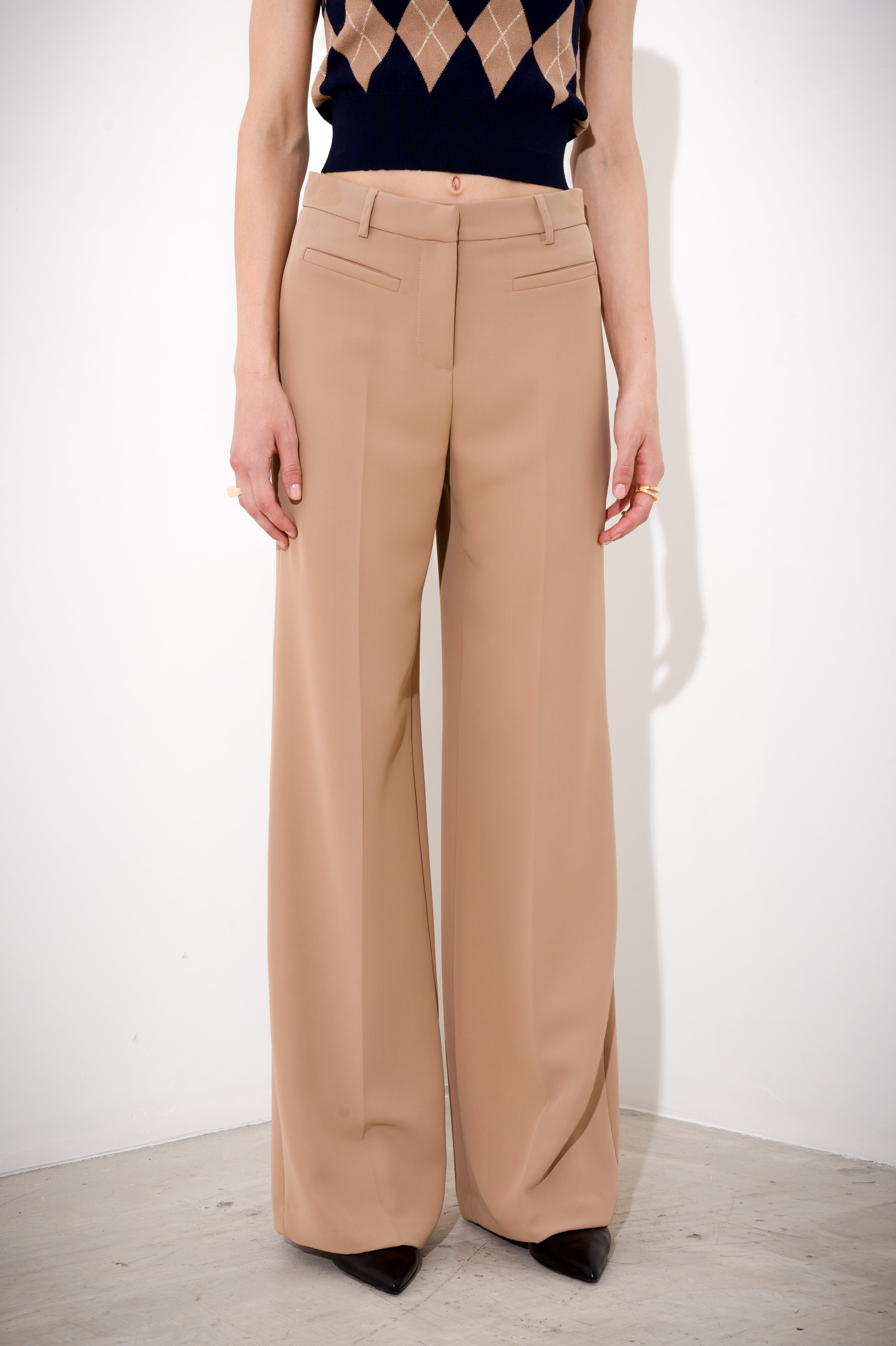 Pantalone a palazzo in fluido diagonale