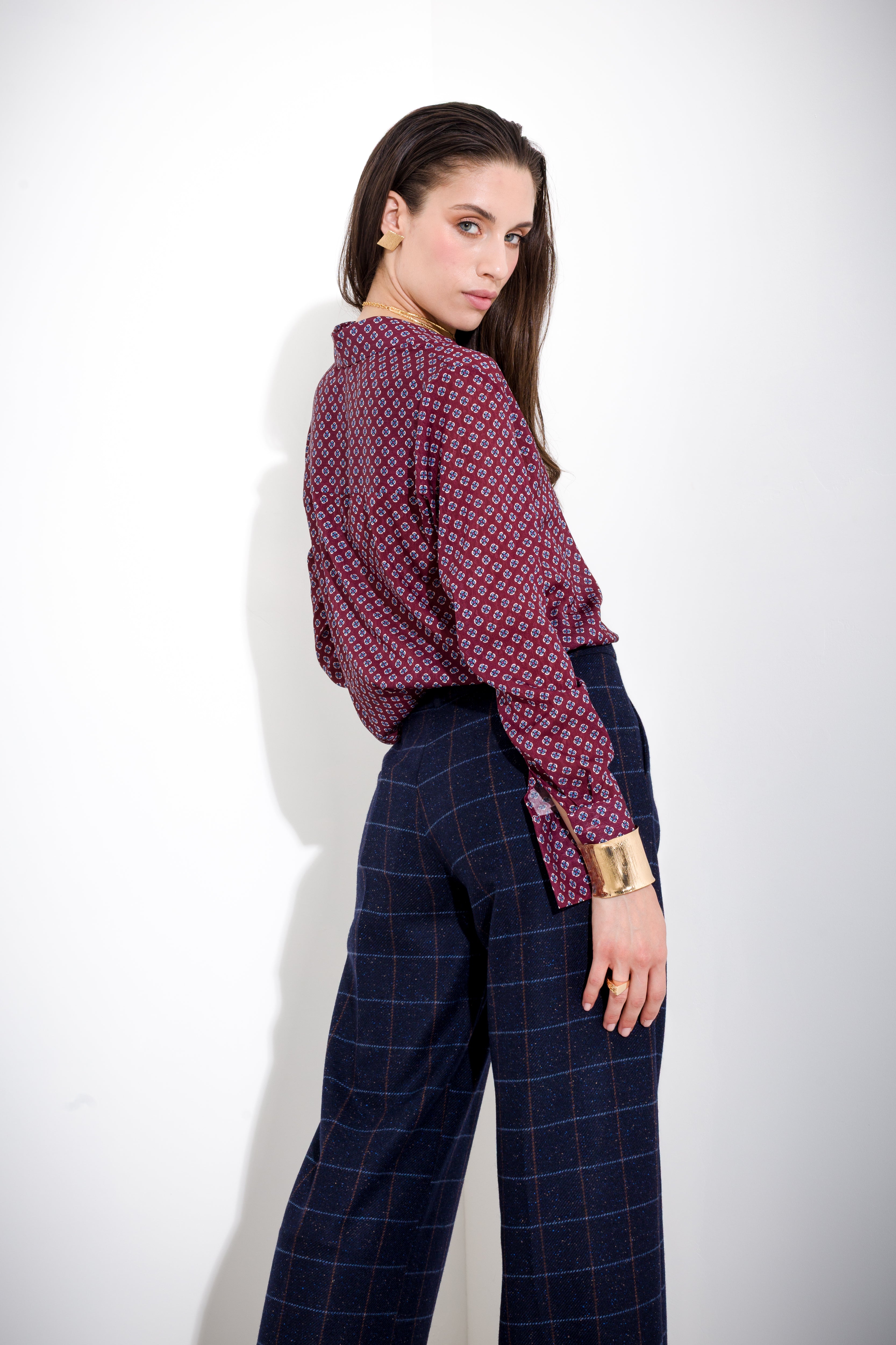 Blusa stampa cravatta in creponne