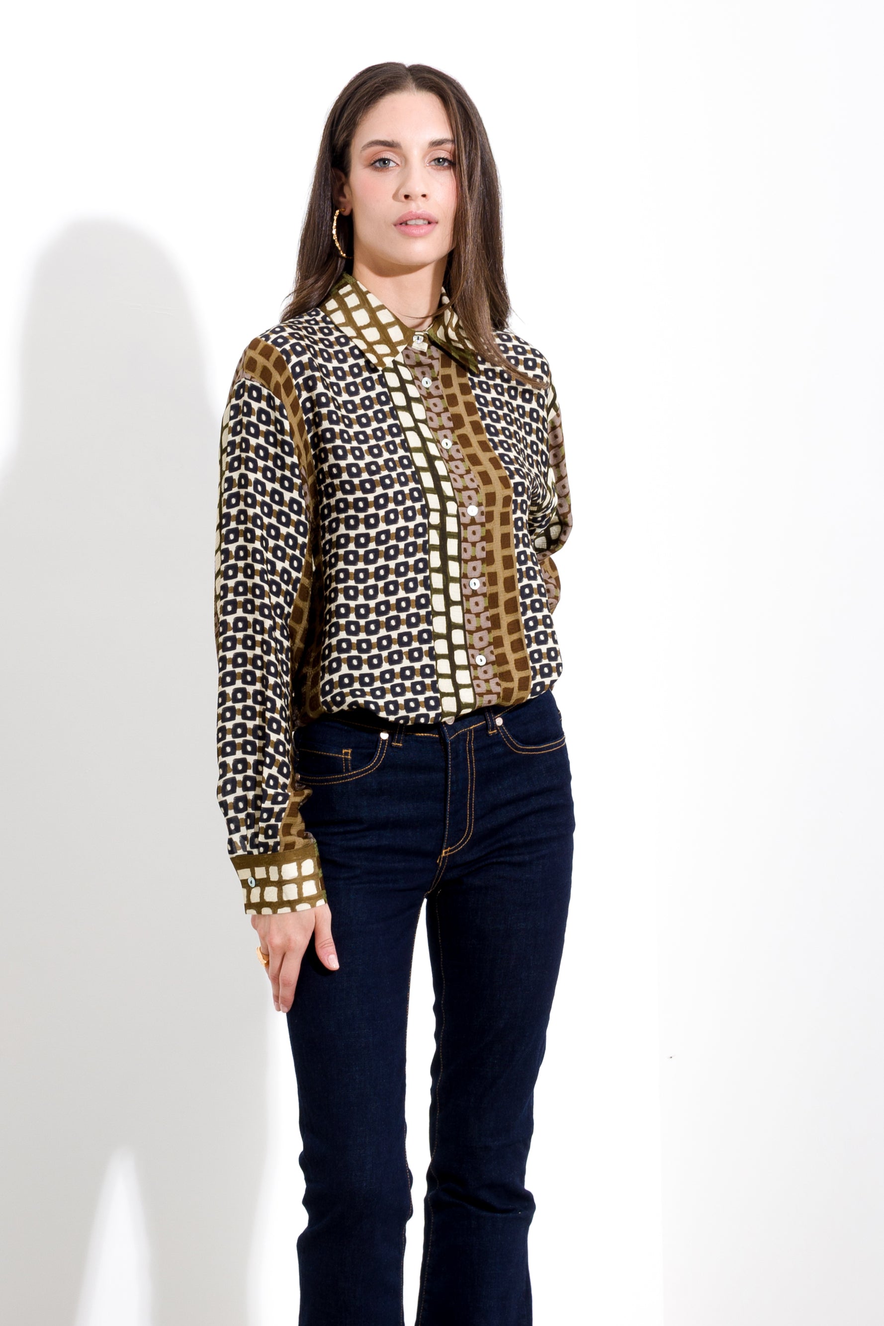 Camicia stampa geometric patch