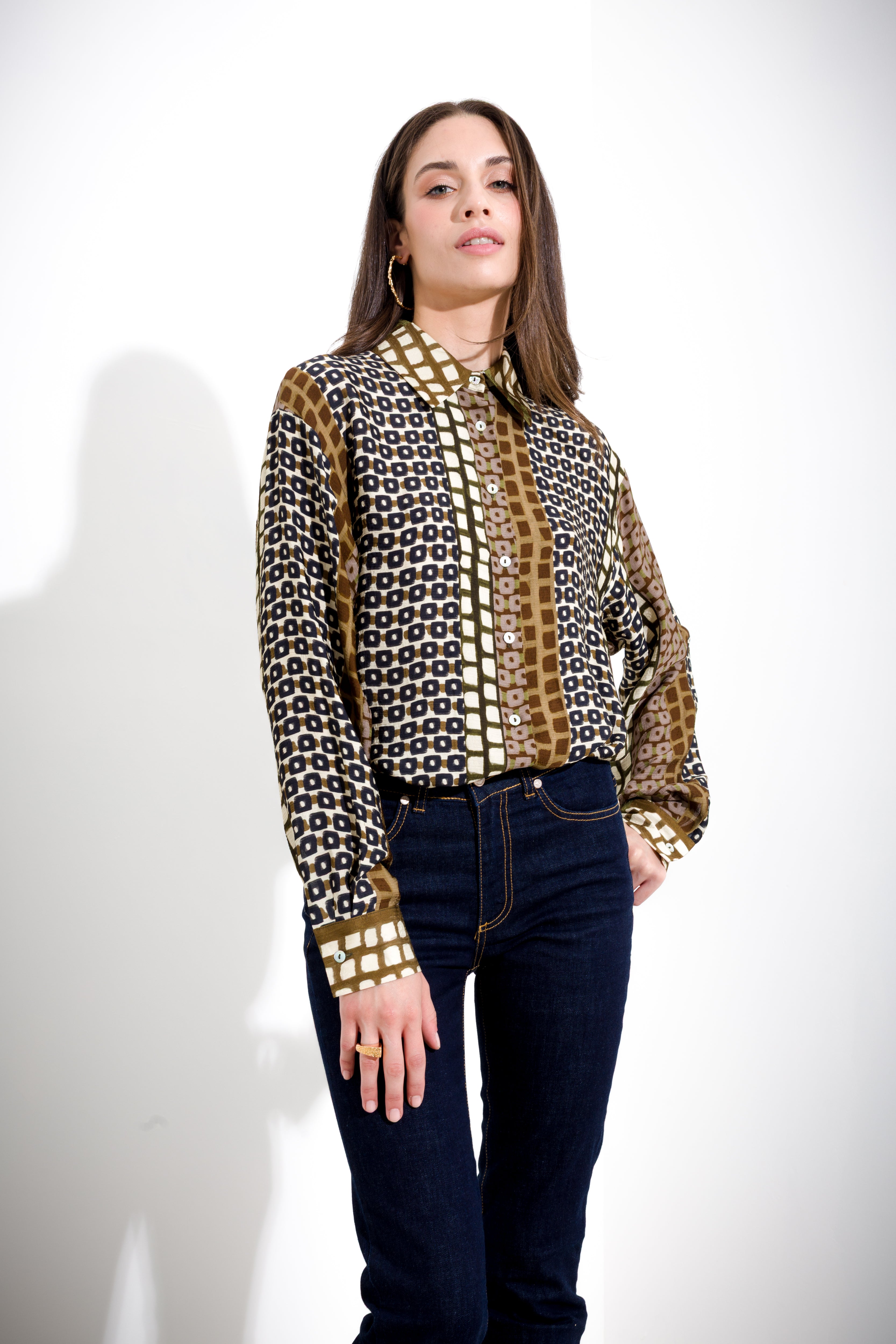 Camicia stampa geometric patch