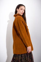 Woven coat with fringes