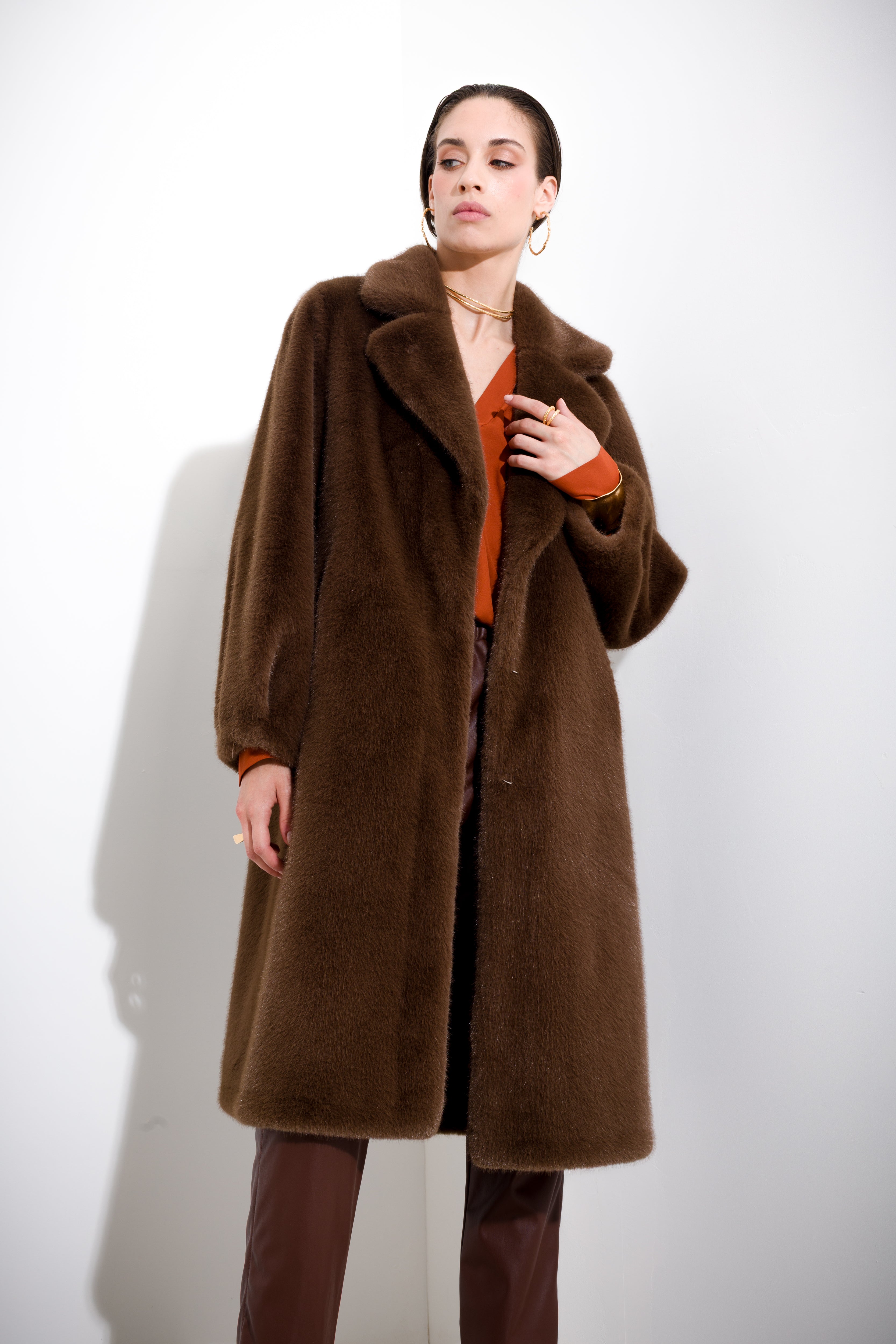 Cappotto lungo in ecovisone