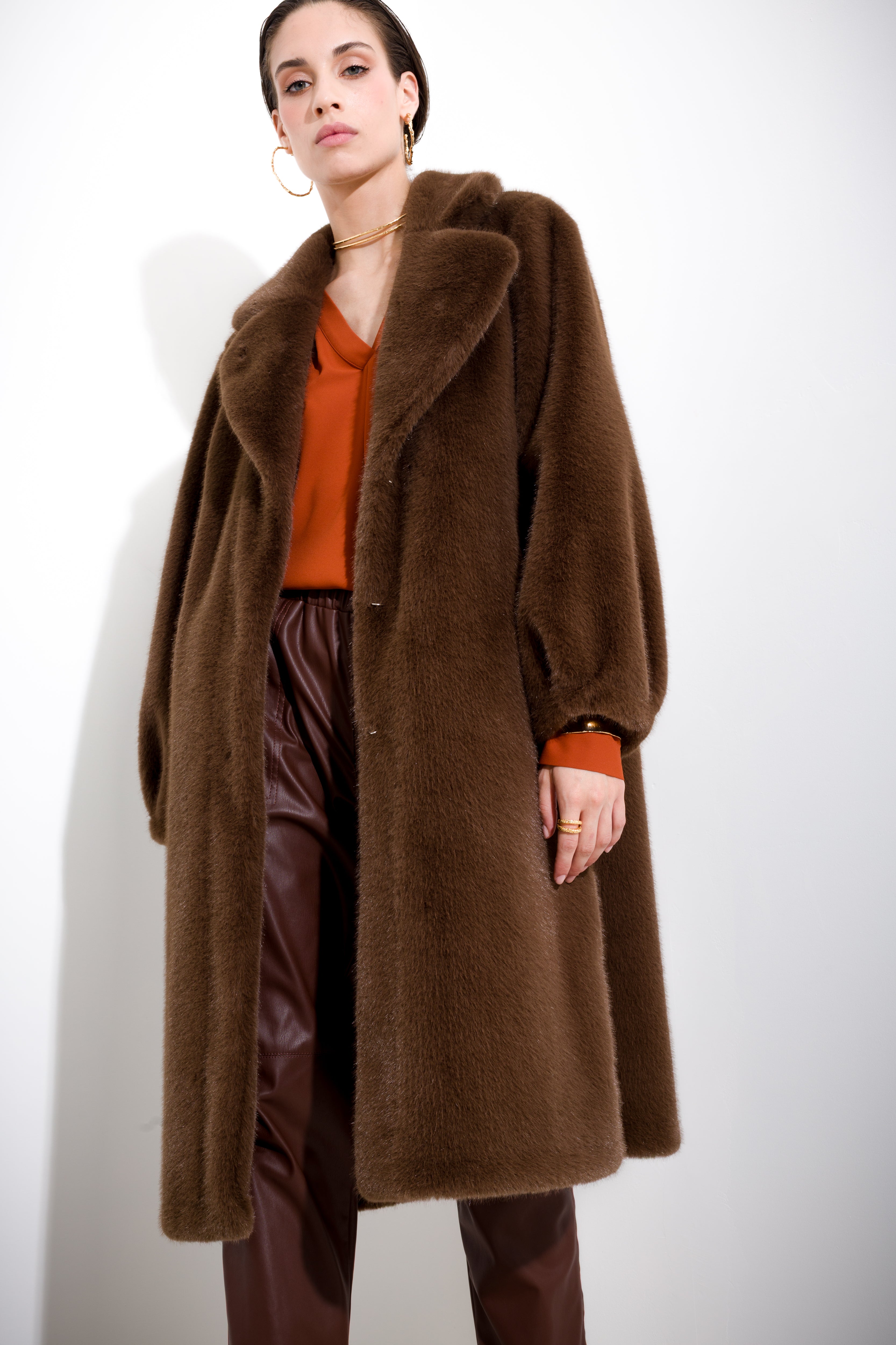 Cappotto lungo in ecovisone