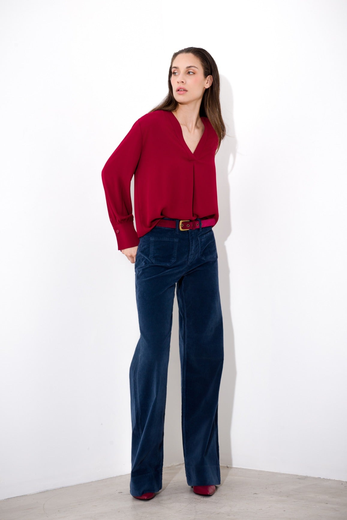 Straight velvet trousers