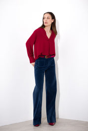 Straight velvet trousers