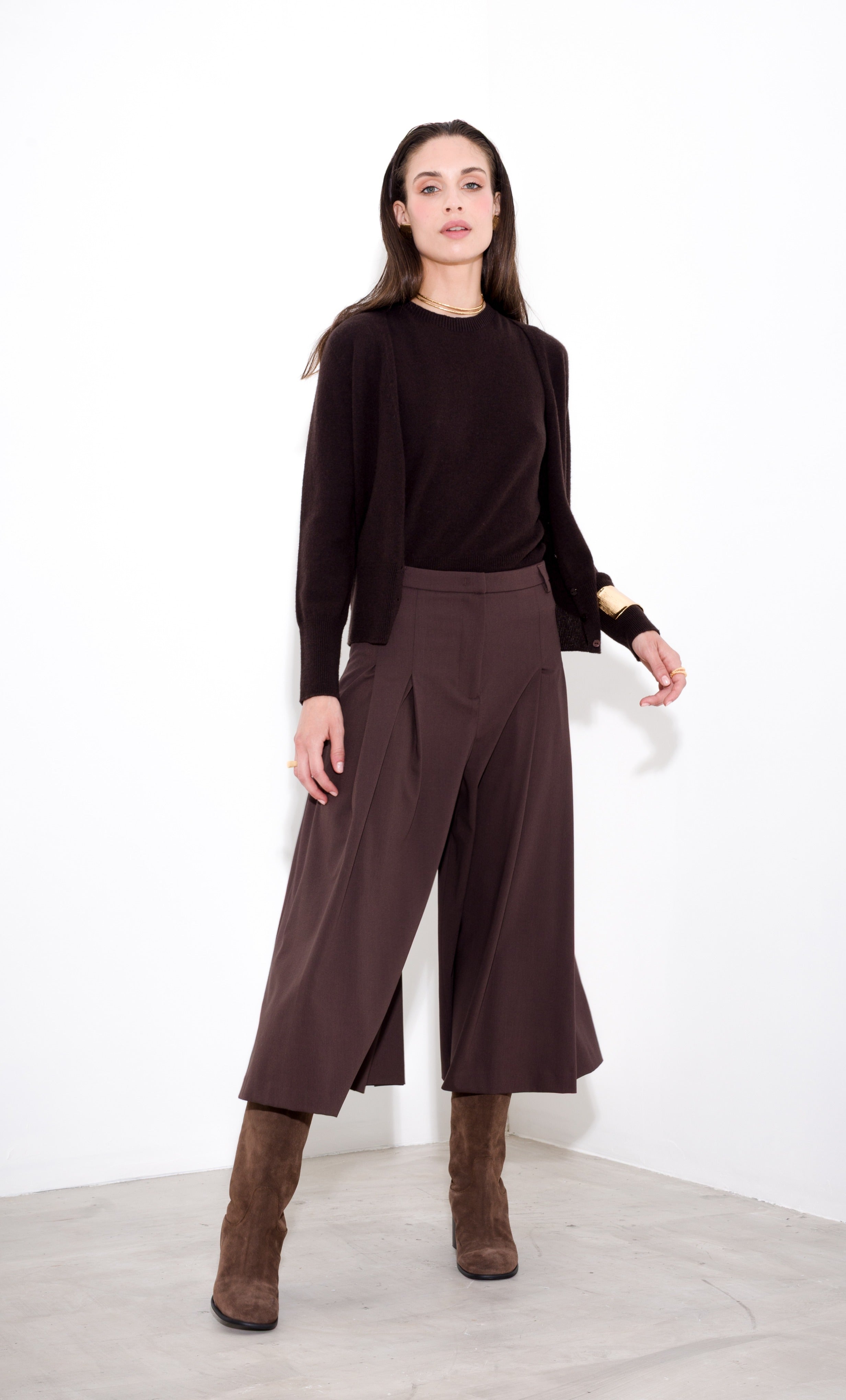 Wool canvas culottes