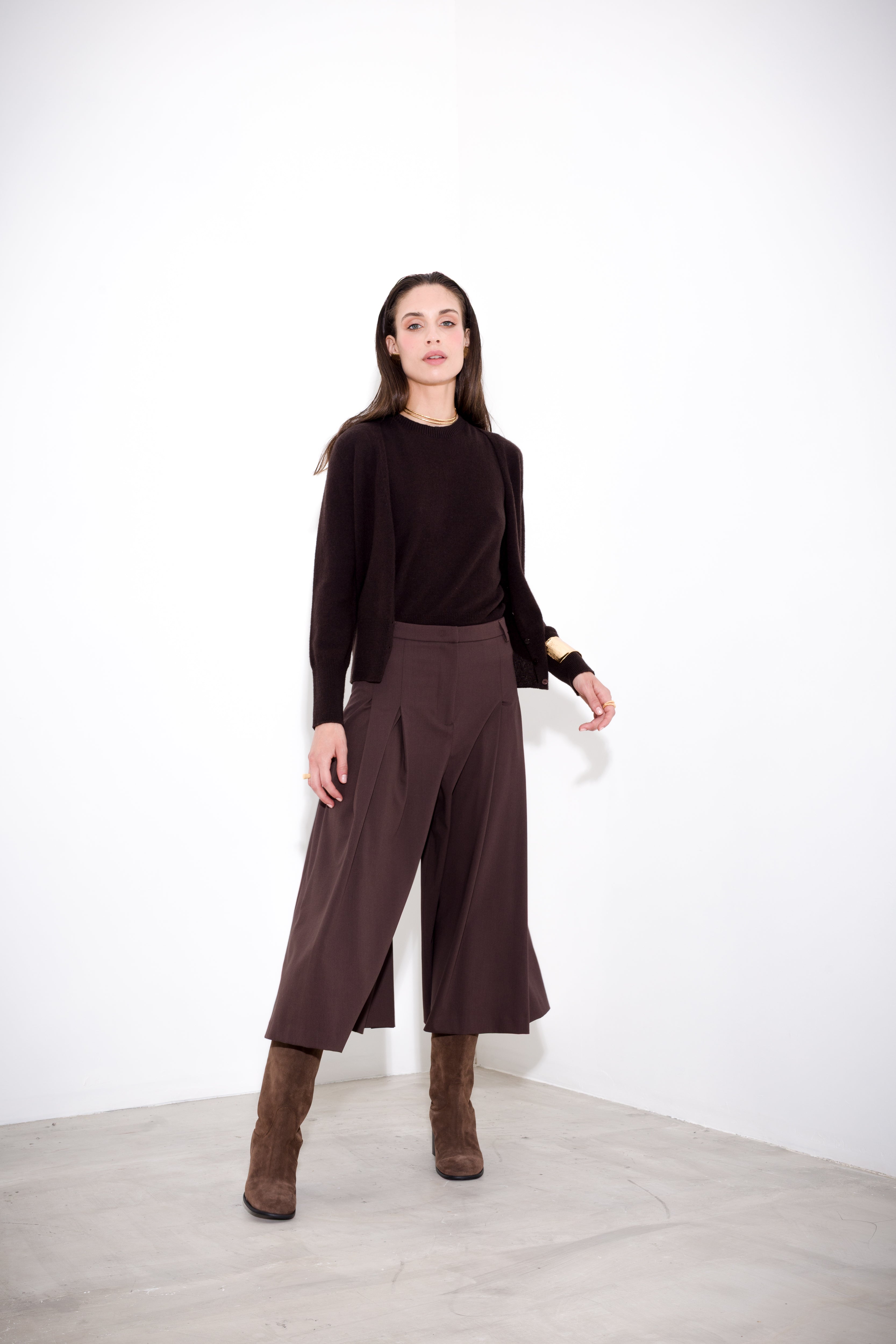 Maglia smanicata in lana e cachemire