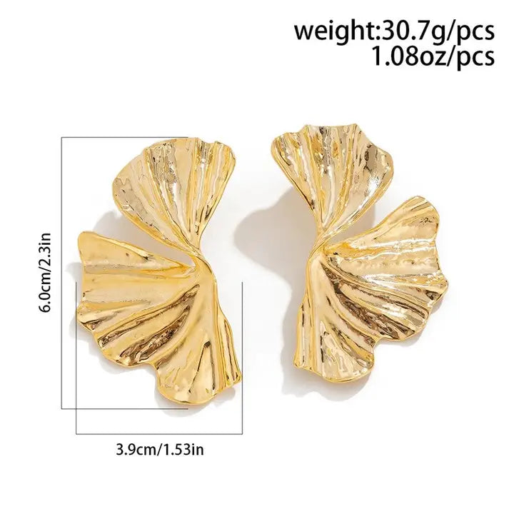 Orecchini a Foglia Scultorea Ondulata