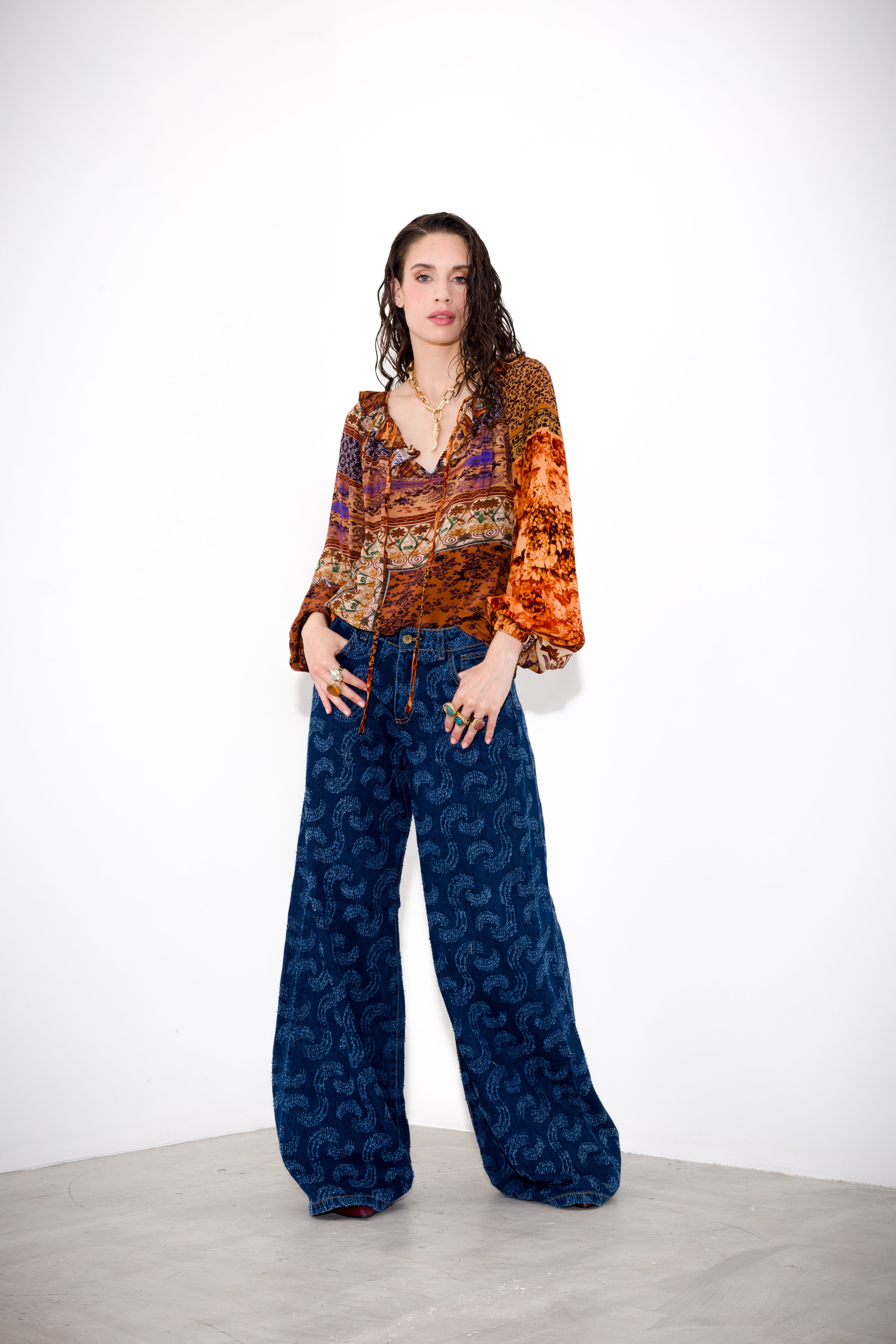 Pantalone denim punzonato - K Kulture