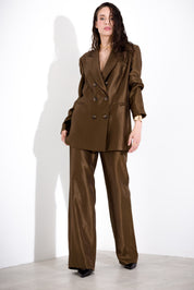K KULTURE laminated straight leg trousers