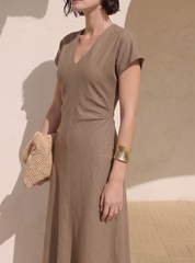 Abito midi in lino viscosa