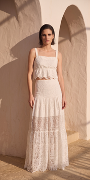 Top crop in cotone e paillettes