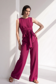 Pantalone palazzo in lino viscosa