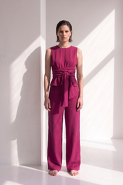 Pantalone palazzo in lino viscosa