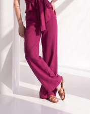 Pantalone palazzo in lino viscosa